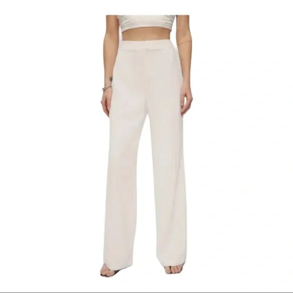Reformation Pants Womens 6 Faye Lined Wide Leg High Rise Ivory - Picture 2 of 15